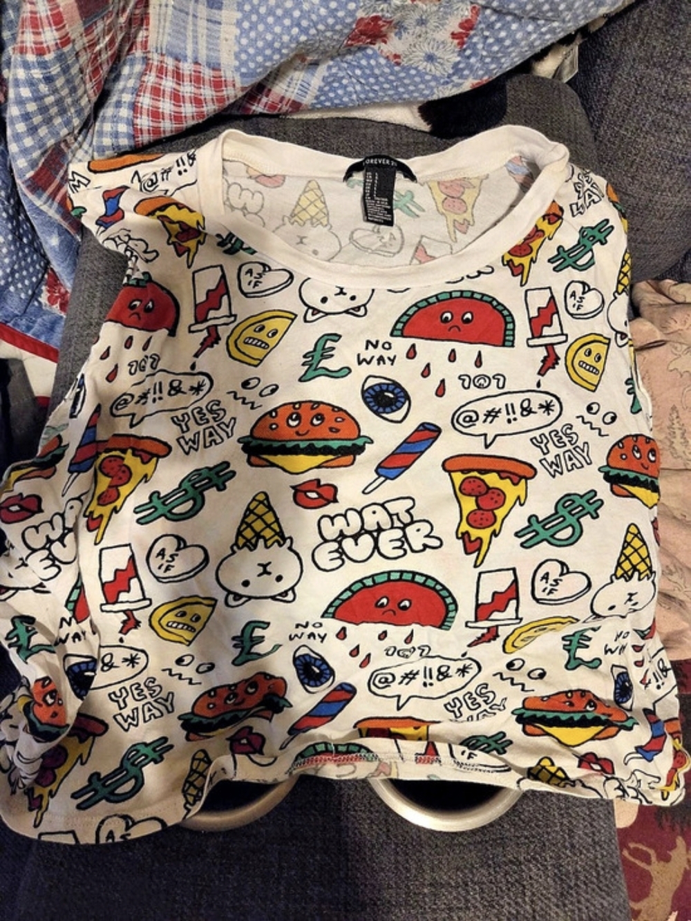 Forever 21 Cropped Graphic Tank Size Large